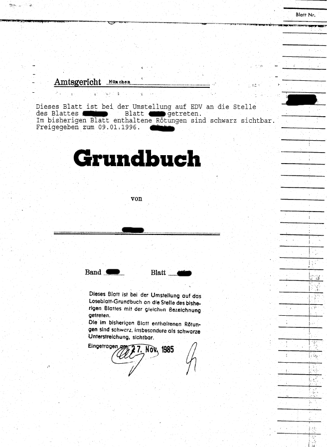 Beispiel Grundbuch